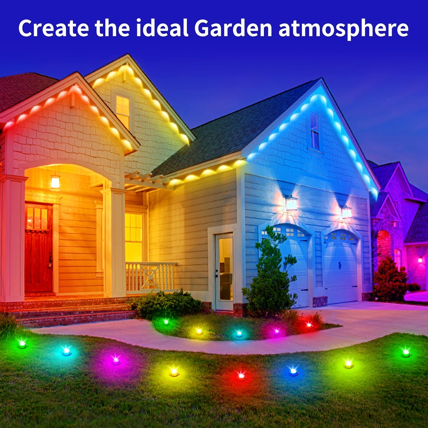 Rroetxi 32.8FT Permanent Outdoor Light, IP67 Waterproof LED Eaves Light, App/Remote Control Christmas Lights, Suitable for House，Patio Decor Garden Party Festival Decoration