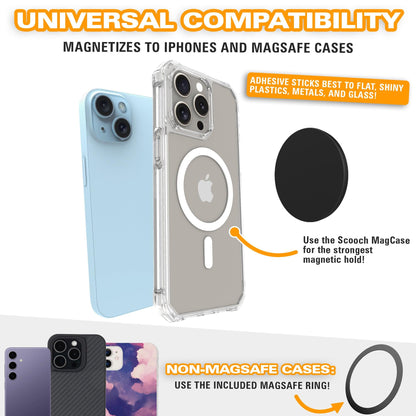 Scooch Magnetic Phone Mount for Car Compatible with Any Smartphone [Wingmount] Strong Magnets, Adjustable Magnetic Phone Holder for Car Dashboard, Works Best Cases (2022 Model)
