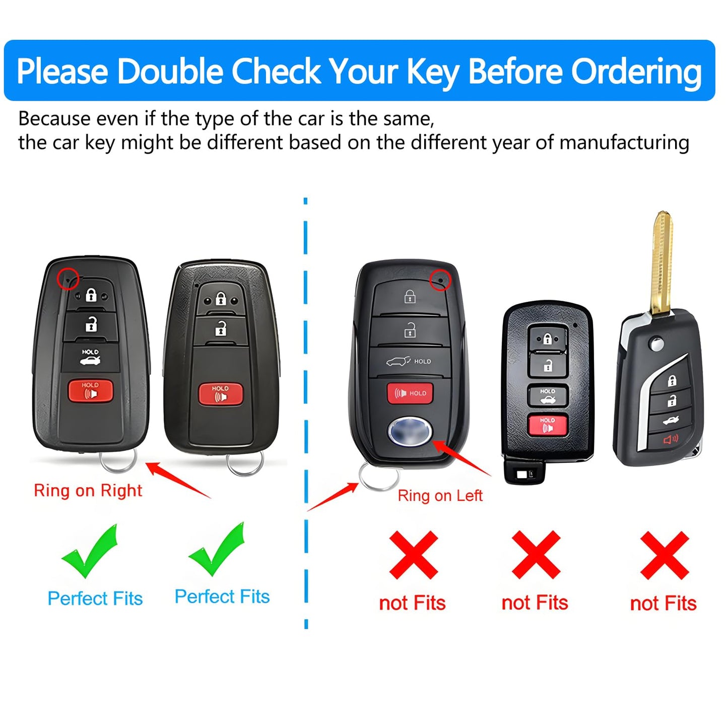 Tukellen for Toyota Key Fob Cover Genuine Leather With Keychain,Leather Key Case Protector Compatible with 2019-2025 Rav4 2020-2022 Highlander Corolla Prius 2018-2024 Camry Avalon C-HR GT86-Red