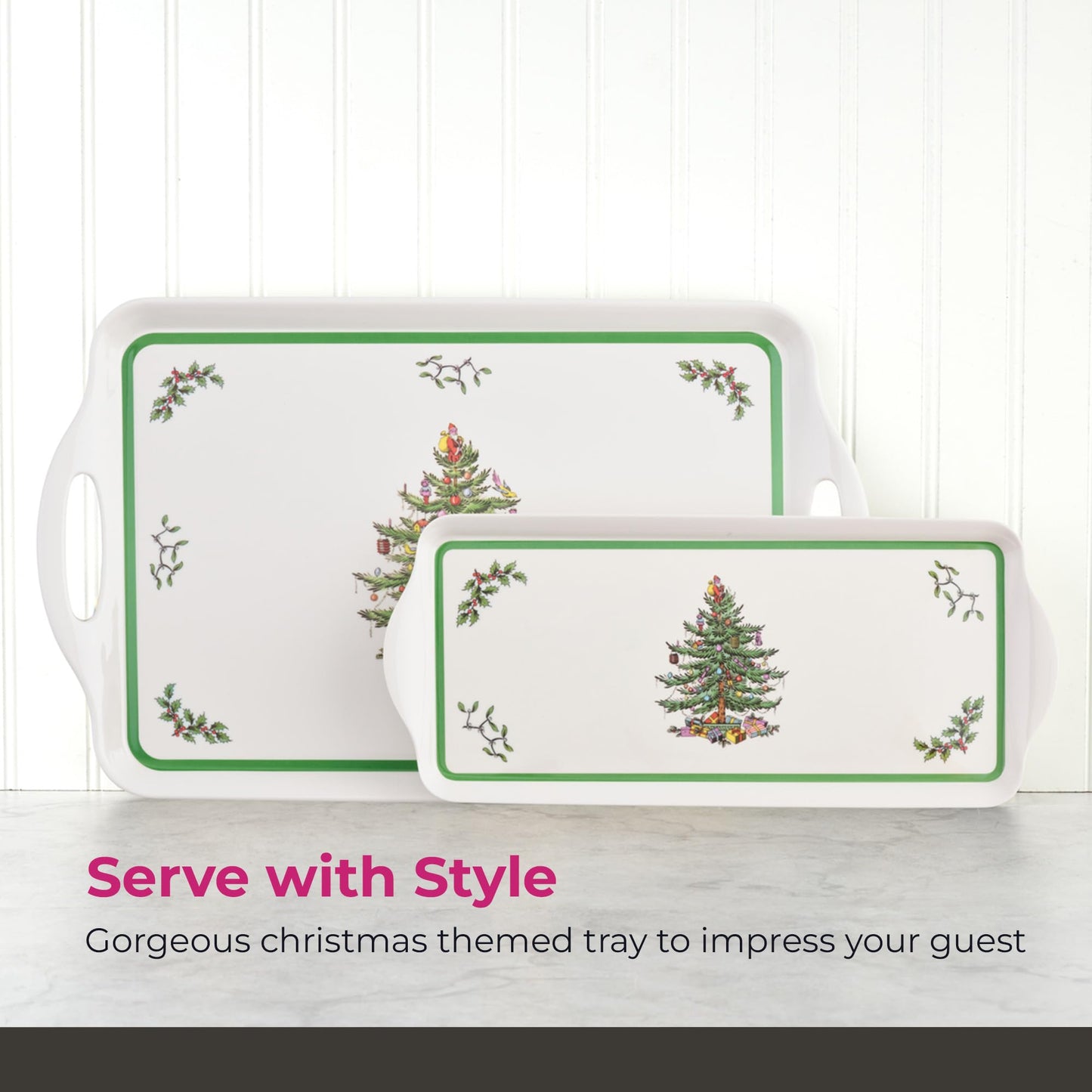 Spode Sandwich Tray – (15.1" x 6.5") Rectangular Melamine Serving Platter with Decorative Artwork, Durable Heat & Stain Resistant Board for Snacks, Tea, Sandwiches, Cookies & Dining Table