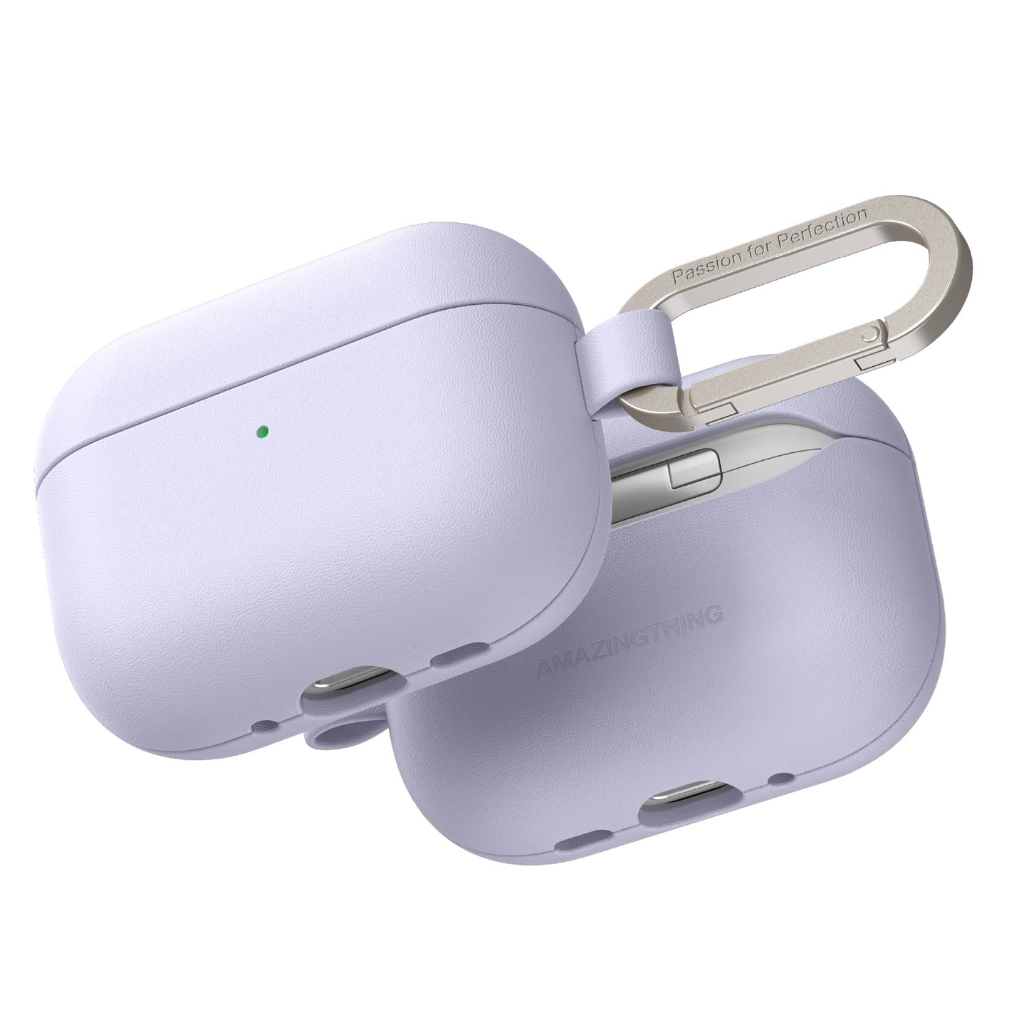 AMAZINGTHING for AirPods Pro 3 [Glamour Artisan] Case, PU Leather Protective Cover, Wireless Charging Ready, Scratch-Resistant Microfiber Lining, Precise Cutouts, Carabiner Included, Purple