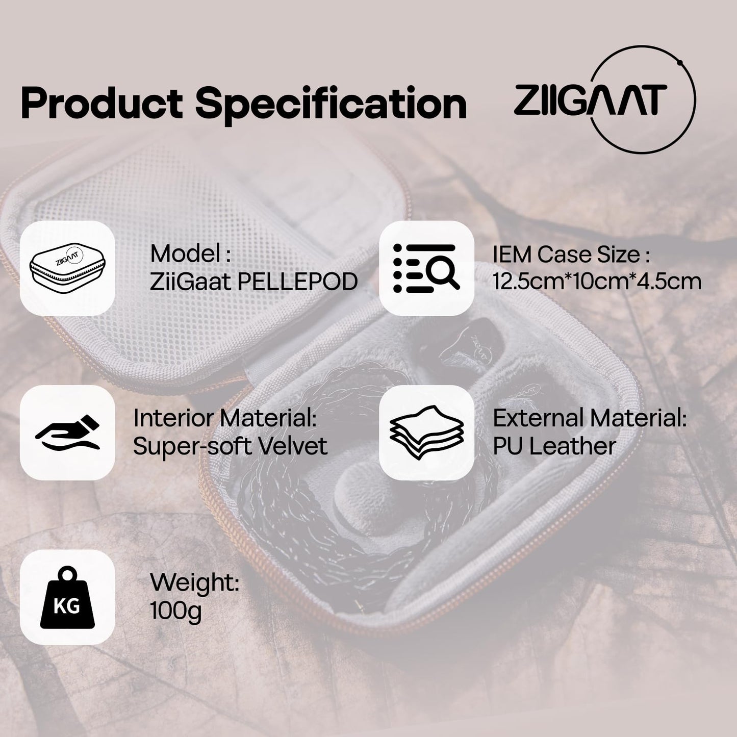 Linsoul ZiiGaat PELLEPOD Leather Earbud Case, Waterproof IEM Storage Box, Hard Carrying Bag, Protective Storage Box, Fit for Earphone ZS10 Pro, Zero: 2, EM6L, EW300, SuperMix 4, Orchestra Lite (Brown)