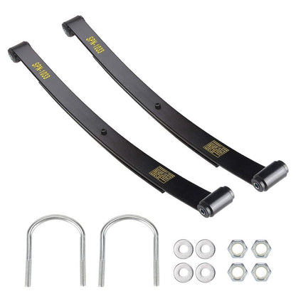 10L0L Heavy Duty Tapered Rear Leaf Springs Kit (2-Leaf) for EZGO RXV 2008-2013 - Includes Bushings, U-Bolts, Nuts, Sleeves - OEM 603498 604494