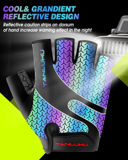 Tanluhu Cycling Gloves - Mountain Bike Half Finger Road Riding Gloves, Breathable, Shock-Absorbing, for Men and Women
