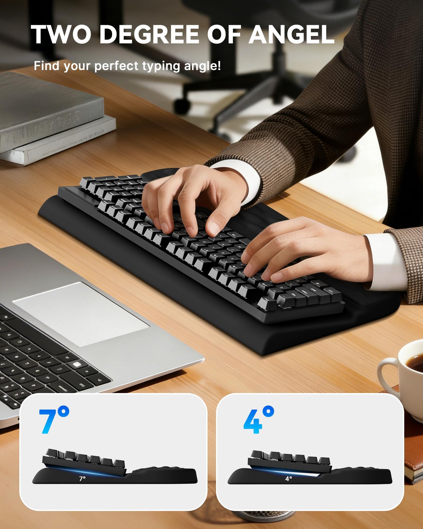 Laborio Keyboard Wrist Rest Stand for Desktop, 2 Angle Ergonomic Computer Keyboard Stand Key Board Riser Holder with Wrist Support, Arm Rest for Office, Home, Desk