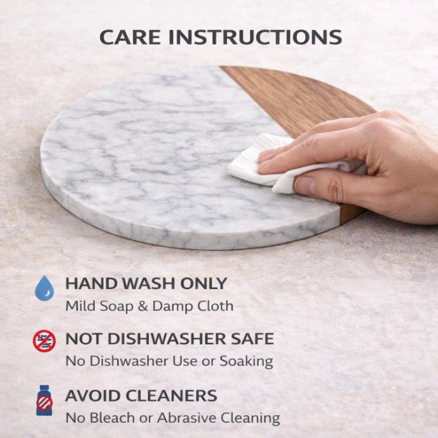 KC KULLICRAFT White Marble Board, 10 Inches