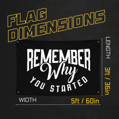 Gold Trident Flags Remember Why You Started Motivational Gym Banner – Discipline Poster for Gym, Dorm, Home Workout Space – Cool Fitness Wall Decor – Durable Polyester, Double Stitched Flag – 3x5 Feet