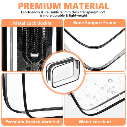 AURUZA Clear Makeup Bag,Portable Travel Toiletry Bags with Zipper, TSA Approved Clear Organizer Bags, PVC Cosmetic Pouch for Airport Airline Compliant