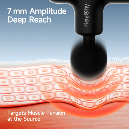 HEYCHY Super Mini Massage Gun Deep Tissue, Handheld Muscle Massager with 4 Heads, Percussion Travel Size Massager Gun FSA Eligible for Men Women Back Relief, Quiet for Home, Gym, Office, HSA, Black