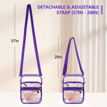 Blvornl Clear Crossbody Bag with Adjustable Shoulder Strap, Stadium Approved PVC Purse Bag, Messenger Bag