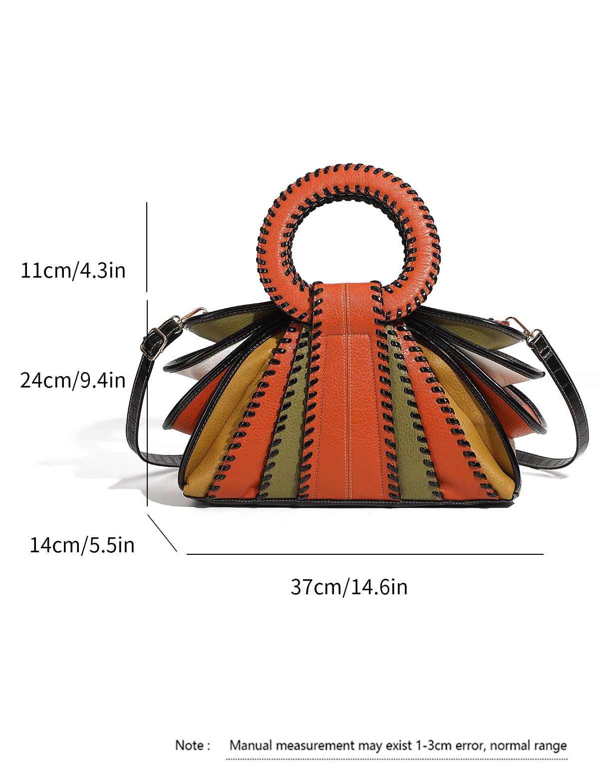 Designer Multicolor Leather Top Handle Handbag Bag Woman Large Capacity Purse Fashion Women Crossbody Bags for Women (Orange)