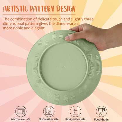 Wheat Straw Dinnerware Set 40-Piece Service for 8 Unbreakable Dishes Set Plates and Bowls Sets Drinking Glasses Microwave Safe Dish Set Lightweight Dinnerware Set for Home & Kitchen - Yellow