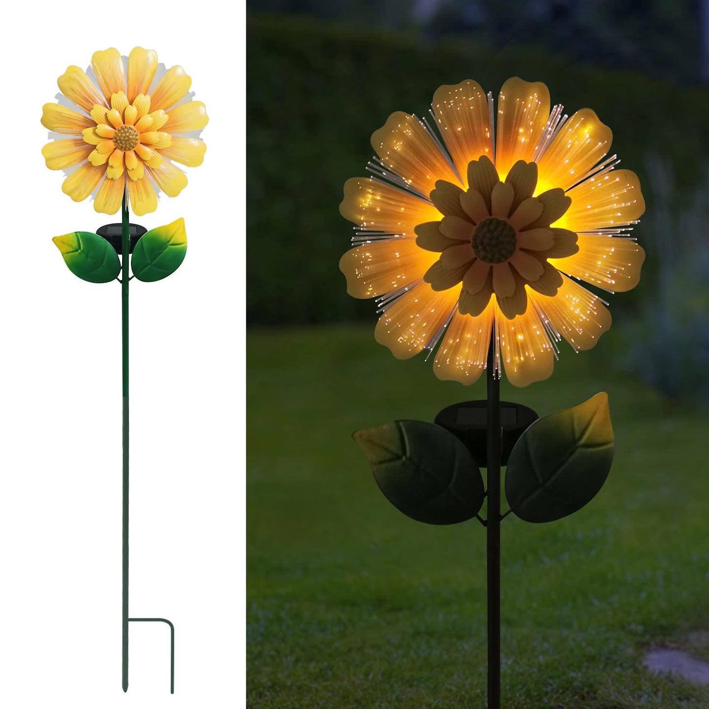 TSTGEE Solar Garden Stake Solar Flower with Fiber Lights Metal Sunflower Decorative Outdoor Lights Waterproof for Pathway Yard Lawn,Garden Gifts for Women,Mom,Grandma