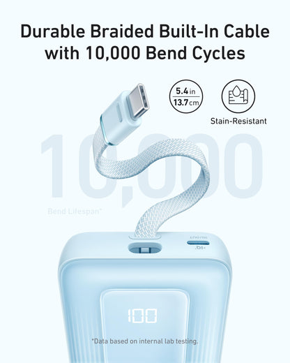 Anker Portable Charger, 10,000mAh 30W Power Bank, USB-C in and Out Fast Charging Battery Pack, Travel Essential Phone Power Bank, for iPhone 16/15, iPad, MacBook, Galaxy, Google, and More