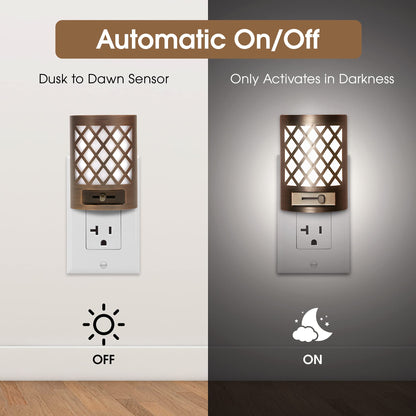 Night Light, Nights Lights Plug Into Wall [2 Pack], Plug in Night-Light, Nightlight, Dusk to Dawn Sensor, Adjustable Brightness Nightlights for Bathroom, Hallway, Stairway, Soft White