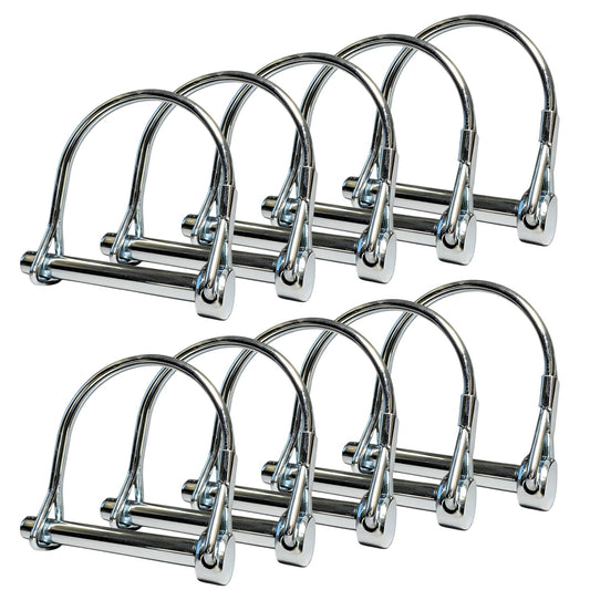 10 Pack, NRJSSCC Trailer Coupler Pin and Locking Pin, 2-1/8"x1/4" Trailer Hitch Pin, Heavy Duty Shaft Locking and Wire Lock Pins, Hardware Pins for Farm Trailers, Towing, Lawn Garden, Carbon Steel