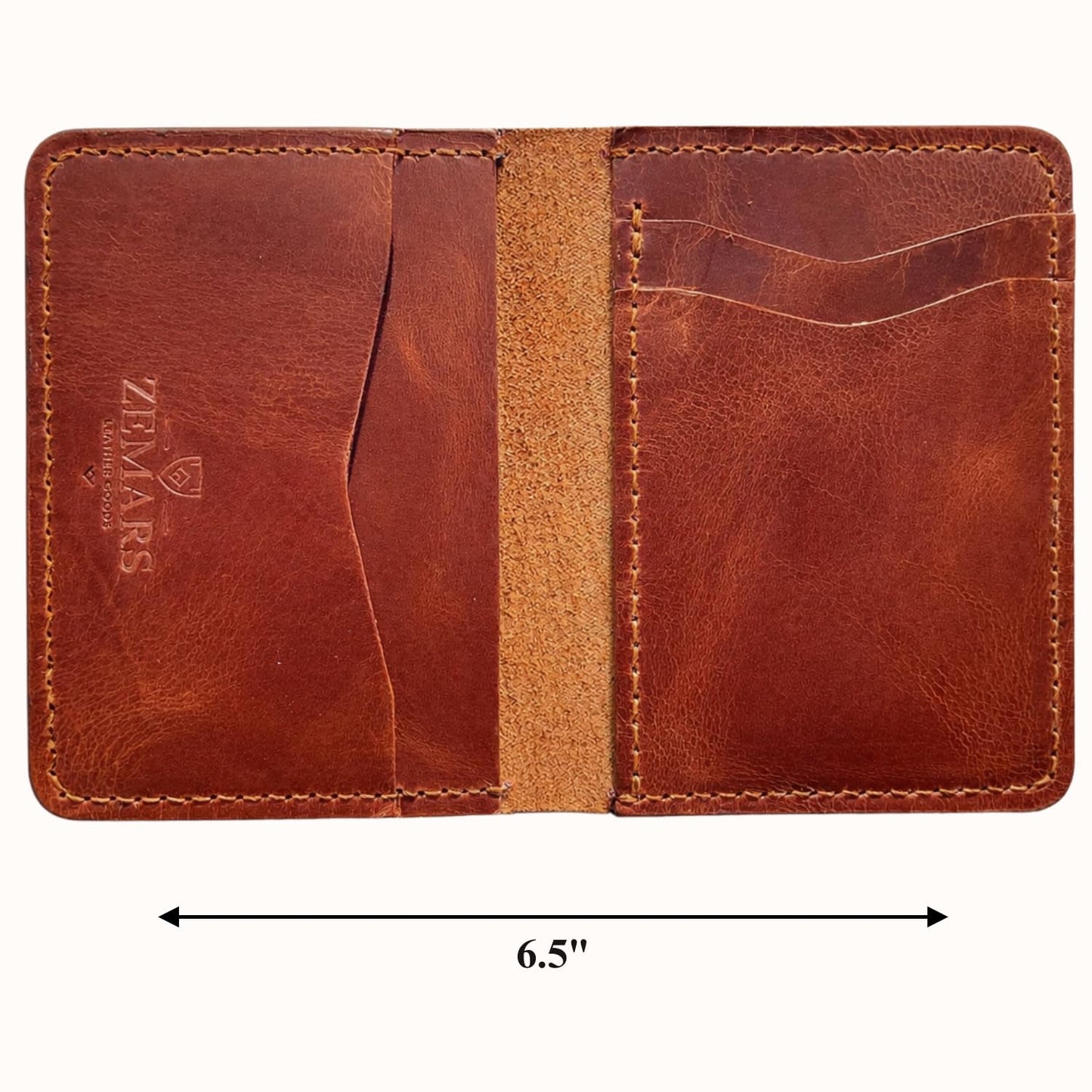 ZEMARS Slim Wallet for Men, Crazy Leather Minimalist Bifold Wallet, Scratch-Resistant Front Pocket Card Holder with Cash Slot, Compact Small Wallet (Tan)