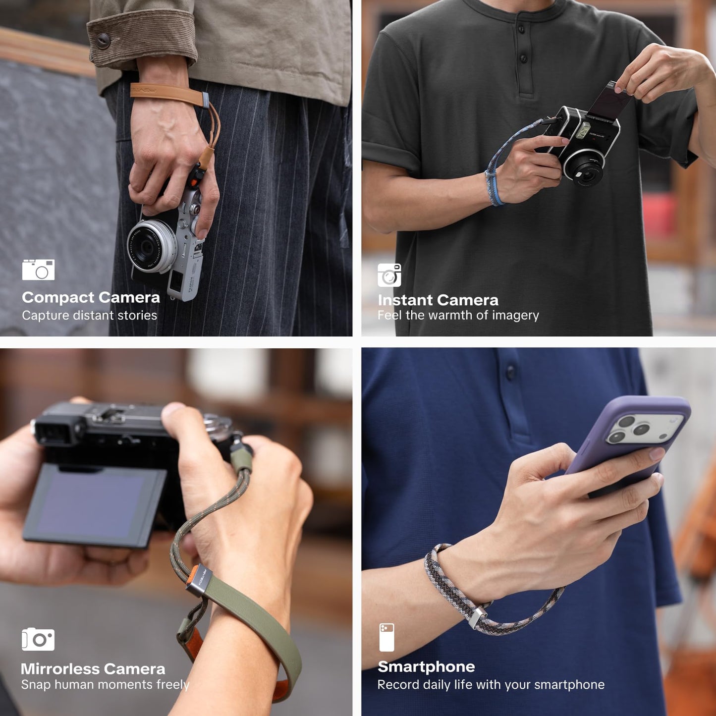PGYTECH Camera Wrist Strap Slim Vintage Style, Adjustable Quick Release Anti-Drop Leather Hand Strap Holds 55.1lb for Fujifilm/Sony/Canon Camera/Smartphone, Retro Camera Strap, Caramel Brown