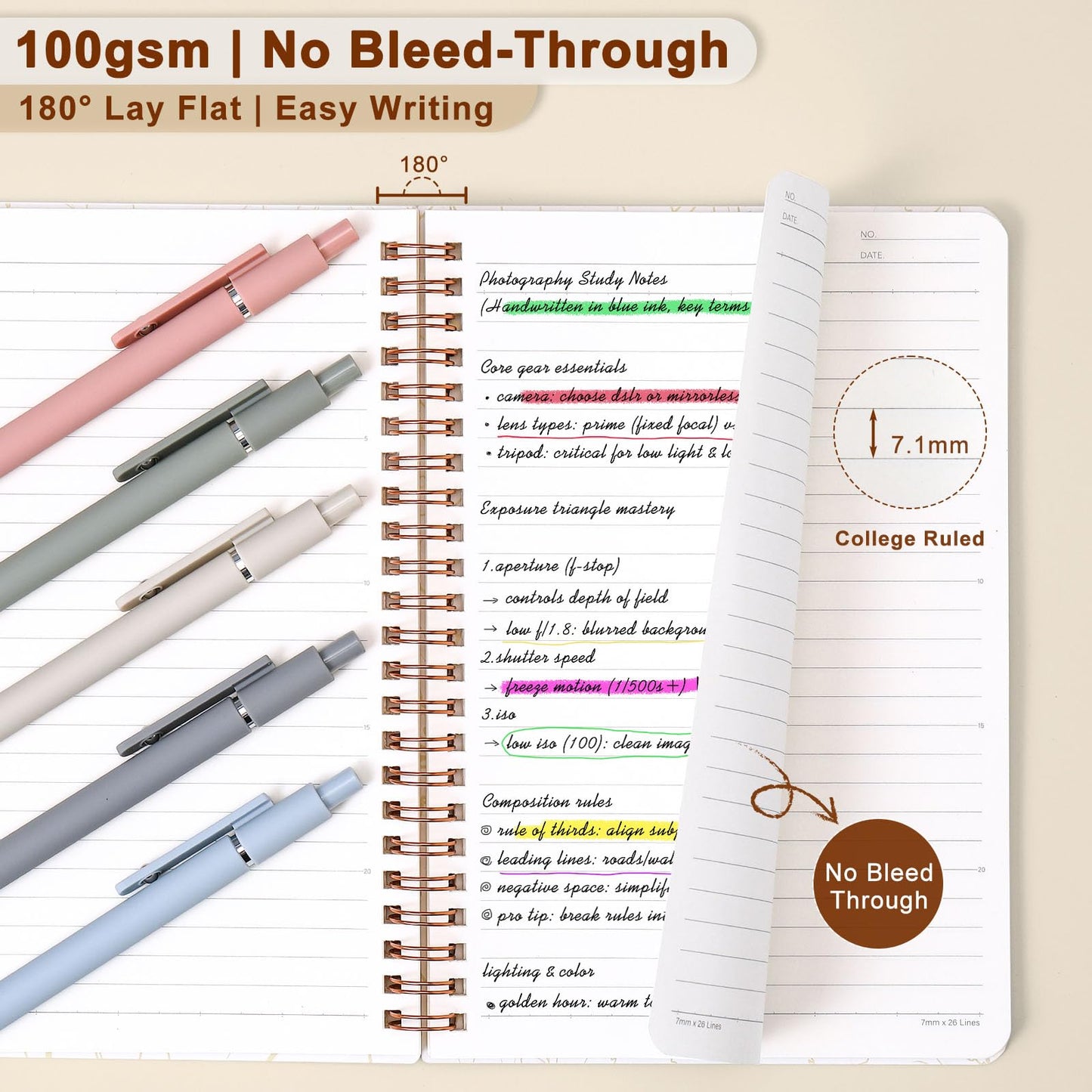 EudaBlos Stationery Set for Women, Journaling Kit, 3PCS A5 Spiral Notebooks, Gel Pens, Steel Bookmark, Sticky Notes & Tabs, Gift Box - Aesthetic Gift Set for Work Students School Office Supplies