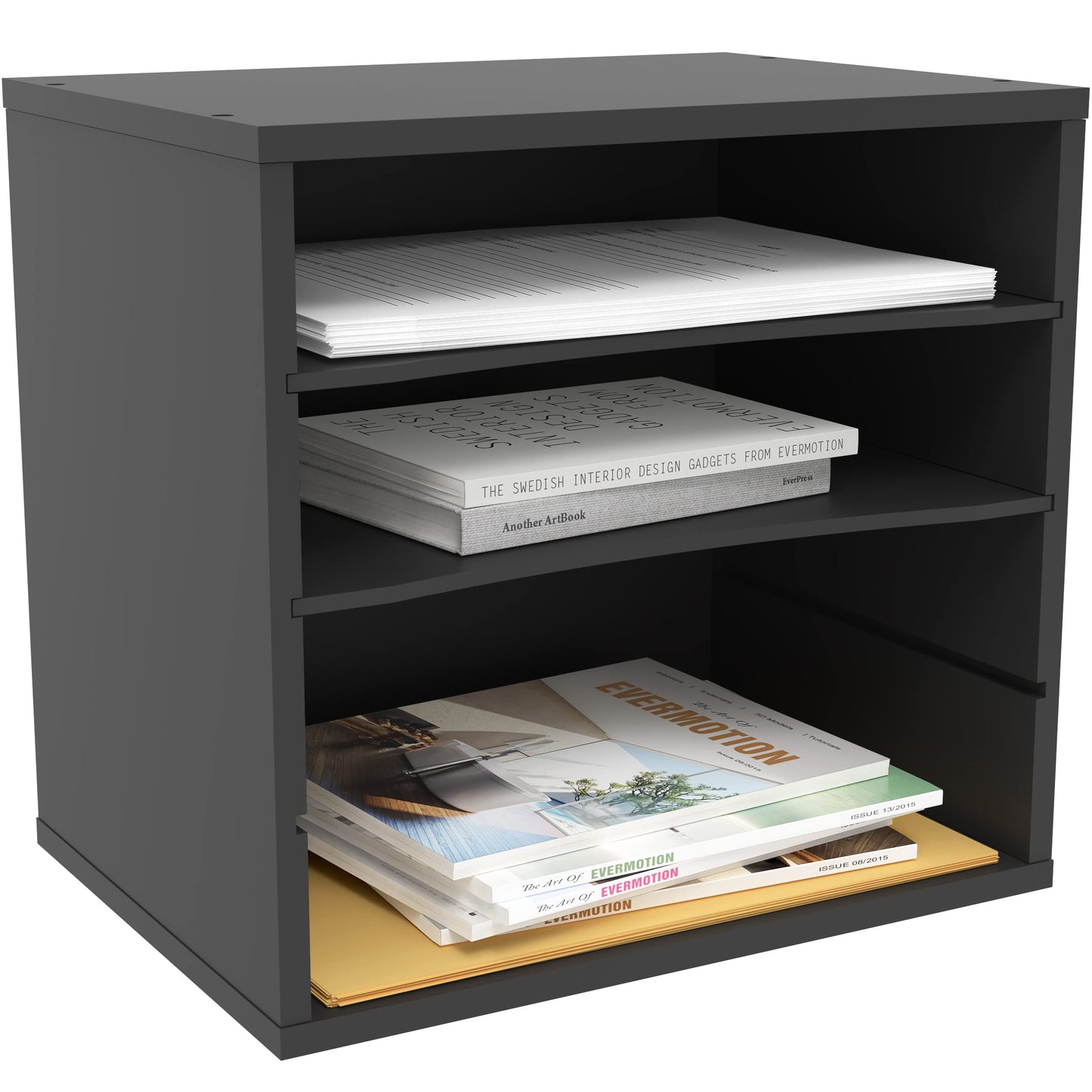 Ballucci 4-Tier Paper Organizer for Desk, Stackable Tray, Desk Storage Organizer Shelves, Stacking Letter Paper Tray Sorter for Classroom Office, Black