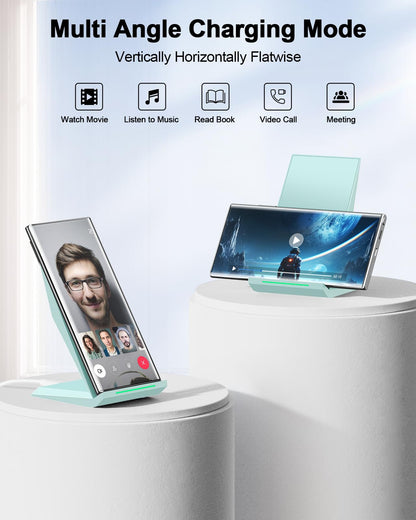 Fast Wireless Charger, NANAMI 15W Qi Certified Wireless Charging Stand Compatible iPhone 17/17 Air/16/15/15 Pro/15 Plus/15 Pro Max/14/13/12, for Samsung Galaxy S25/S24/S23/S22/S21 and Qi-Enabled Phone