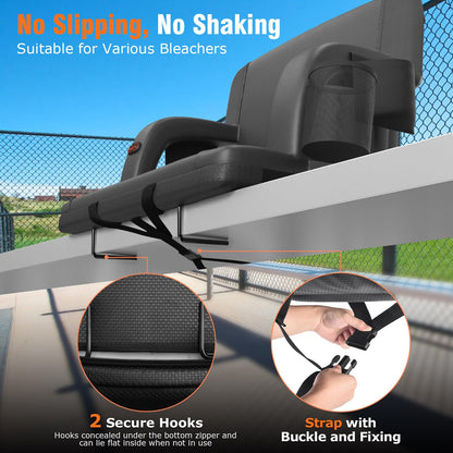 Suteck 2 pcs Dual-Sided Heated Stadium Seats for Bleachers with Back Support, 25" Portable Heated Bleacher Seat with Backrest, 3 Heat Levels, 5 Pockets – Ideal for Outdoor Stadiums and Events - Black
