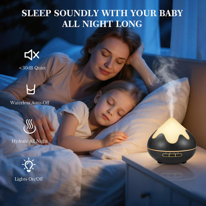 Essential Oil Diffuser for Home 500ML, Ultrasonic Large Diffuser Oil Machine with Remote Control, Aromatherapy Diffusers for Home Office Room, Aroma Diffuser with 14 Color LED & 2 Mist Mode, Brown