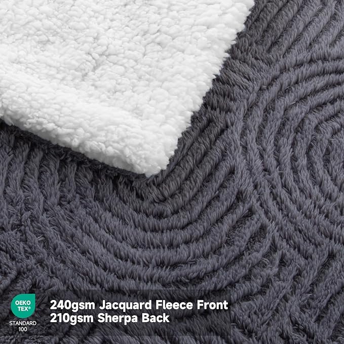 Heated Blanket King Size - 100"x90" Cozy Soft Jacquard Heating Blanket with 4 Heat Levels & 10 Hours Auto-Off, Jacquard Fleece, Overheating Protection, Warm Gifts, Grey
