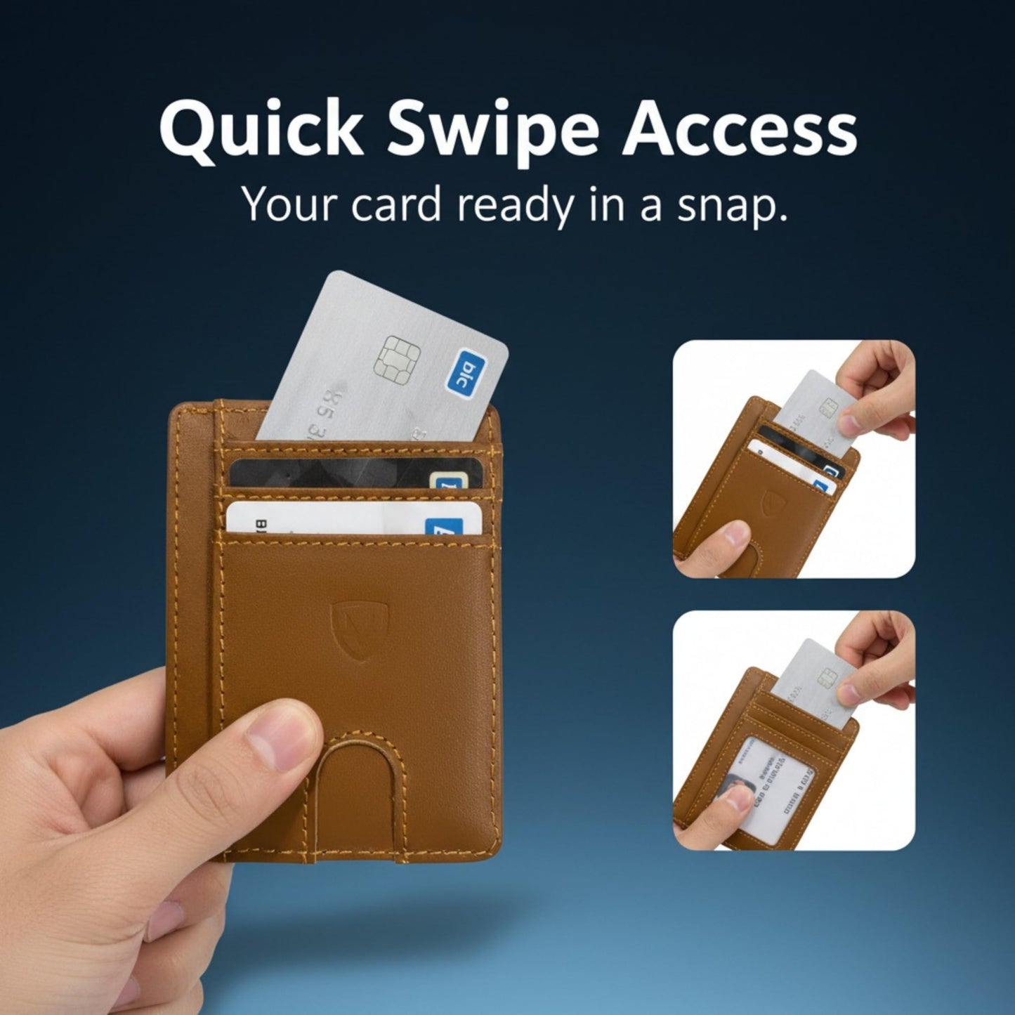 Mordano Leather Wallet Card Holder | RFID Blocking Protection Slim Minimalist Wallet For Men And Women | Front Pocket Thin Credit Card Holder | Genuine Leather Small Wallet (Brown)