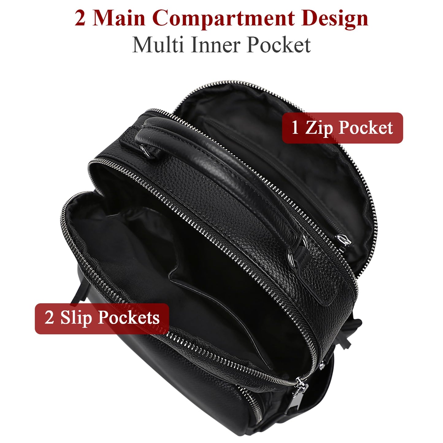 ALTOSY Genuine Leather Backpack for Women Small Convertible Backpack Purse Ladies Shoulder Bag 4 in 1 to Carry