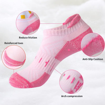YOJOOM Ankle Socks for Women 6 Pairs Athletic Cushioned Running Low Cut Socks Womens (US, Numeric, 5, 8, Regular, Regular, multicolour)