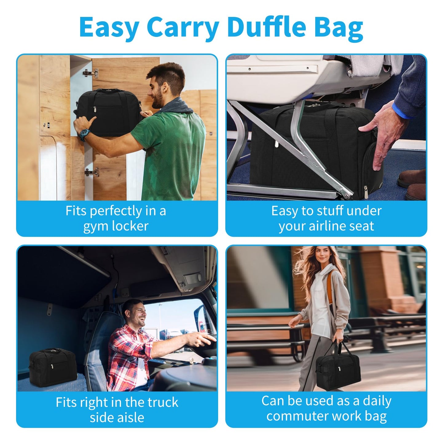 Apenze Small Gym Bag 14 inch lightweight Carry On Mini Duffel Bag with Shoe Compartment for Travel Sport - Black