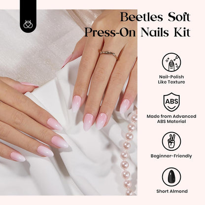 Beetles Press on Nails Kit 720Pcs 24 Colors, Press on Nails Short Almond Glossy Matte Glitter With Nail Glue & Nail Tabs Stickers, Natural Fit Lightweight Fake Nails Kit Art For Women Girls