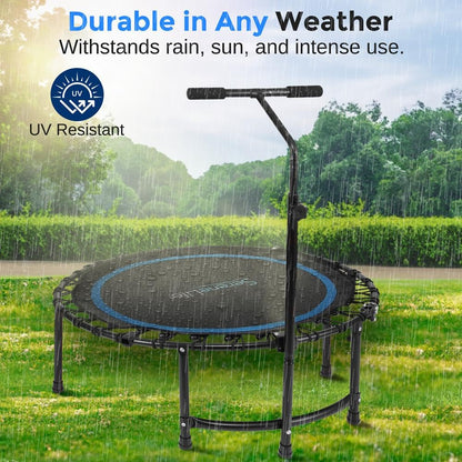 Serenelife 40" Inch Portable Fitness Trampoline with Adjustable Handrail for Indoor and Outdoor Use – Professional Round Jumping Trampoline – Cardio Trampoline