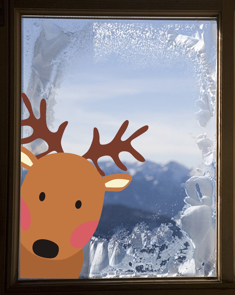 TOARTi Reindeer Window Decals, Adorable Wall Stickers for Nursery Car Decor, Lovely Christmas Home Decorations, 10 Count