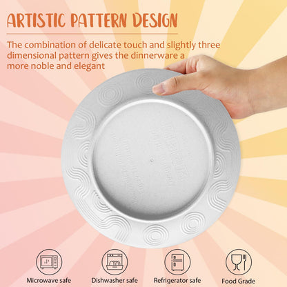 Wheat Straw Dinnerware Set 40-Piece Service for 8 Unbreakable Dishes Set Plates and Bowls Sets Drinking Glasses Microwave Safe Dish Set Lightweight Dinnerware Set for Home & Kitchen - Yellow