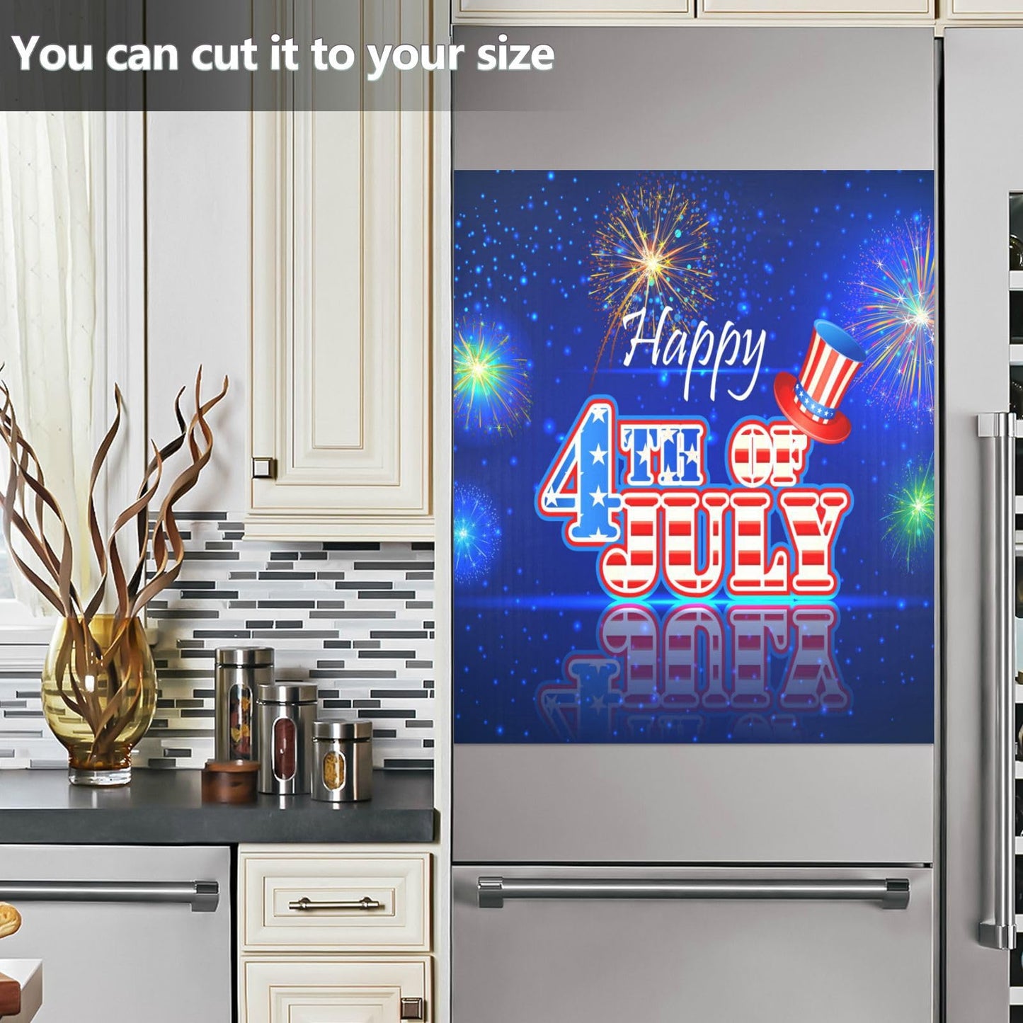 Kigai 4th of July Dishwasher Magnet Cover, Kitchen Fridge Door Panel Magnet Sticker Appliance Wash Machine Magnet Cover 23 x 26 Inch