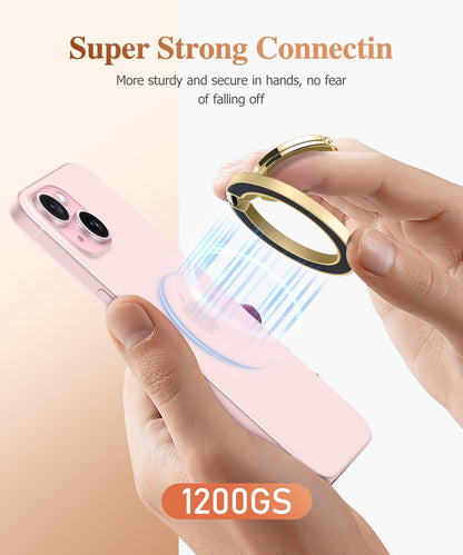 GVIEWIN Magnetic Phone Ring Holder, Compatible with MagSafe Phone Grip with Adjustable Stand, Magnet Phone Ring Kickstand for iPhone 17/16/15/14/13/12 Pro Max Plus Air/Other Phones (Glitter/Silver)