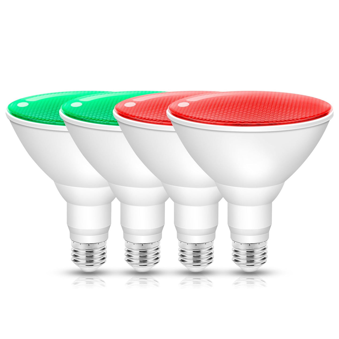 Red and Green Light Bulbs [4 Pack], Par38 LED Red Green Flood Light Bulb Outdoor for Christmas Decor 15W E26, Christmas Light Bulbs Porch Home Lighting, Non-Dimmable