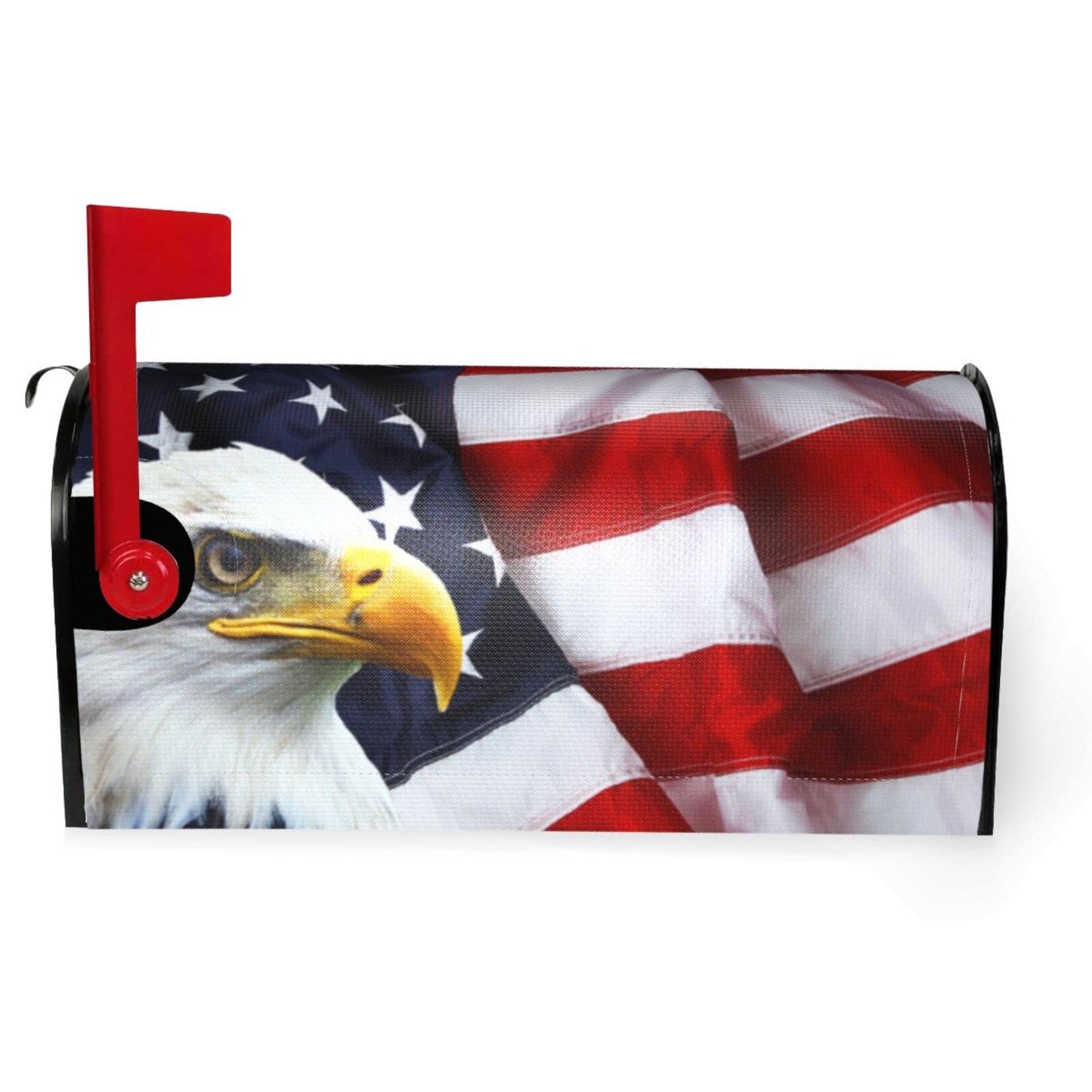 American Flag Bald Eagle Mailbox Cover - Standard Size 18x21 Inch Patriotic Waterproof Wraps for Post Letter Box - Home Garden Yard Decor
