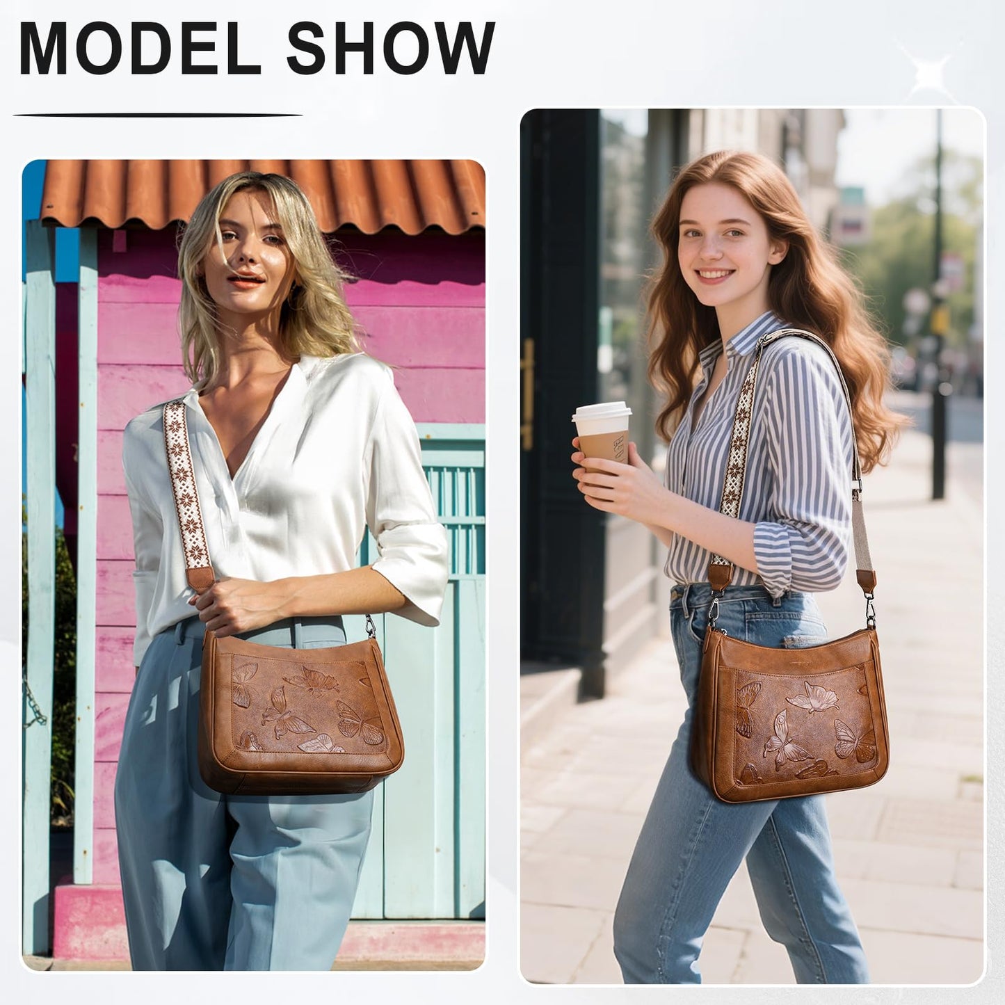 KITEVIUN Crossbody Bags for Women Trendy, Vegan Leather Medium Butterfly Hobo Purse, Women's Shoulder Handbags