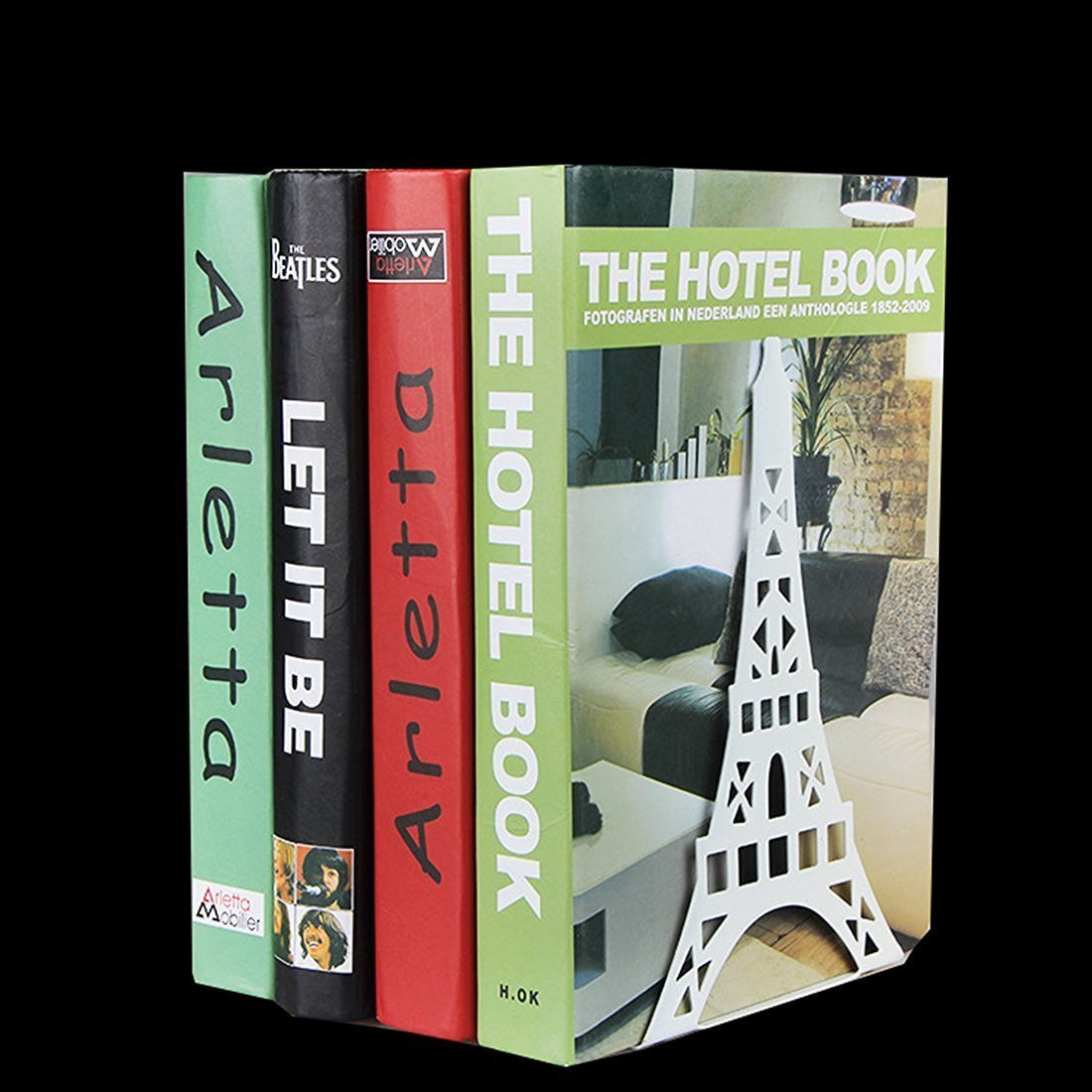 One Pair Creative Paris Eiffel Tower Book Organizer Metal Bookends for Kids School Library Desk Study Home Office Decoration Gift (White)