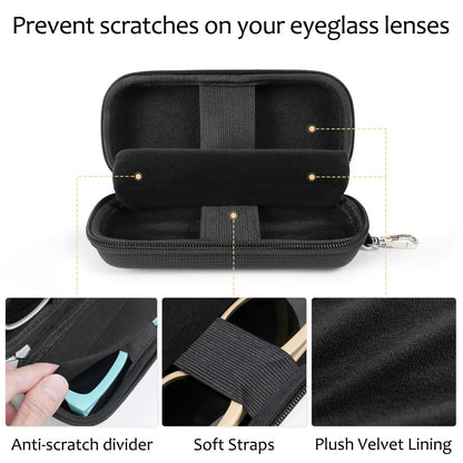 WOMACO Hard Glasses Case, Hard-Shell Double Eyeglasses Case for 2 Storage Scratchproof Dual Sunglasses Box for Women Men (Black, One Size)
