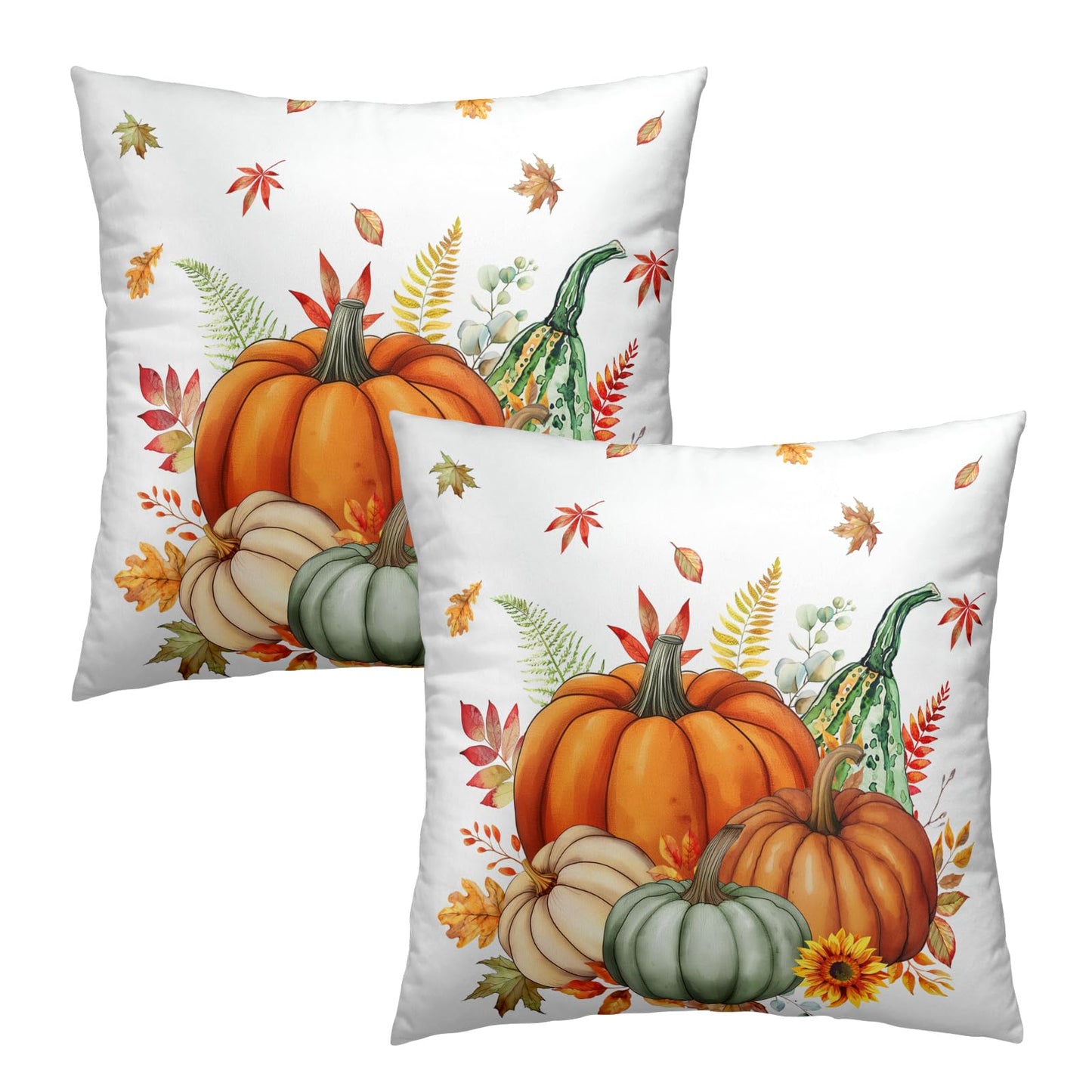 Imiss Fall Pumpkins Throw Pillow Covers 18 x 18 Inch Thanksgiving Autumn Harvest Maple Leaves Pillow Case Set of 2 Farmhouse Outdoor Decor Cushion Covers for Seasonal Couch Porch