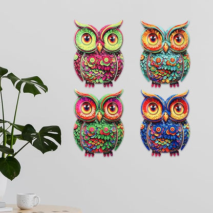 Junware Metal Owl Wall Decor, 4Pcs Owl Iron Wall Art Sculptures Hanging Sculpture Decoration. Outdoor Fence Art for Home Garden, Fence, Patio, Yard, Bedroom Outside Gifts for Adults