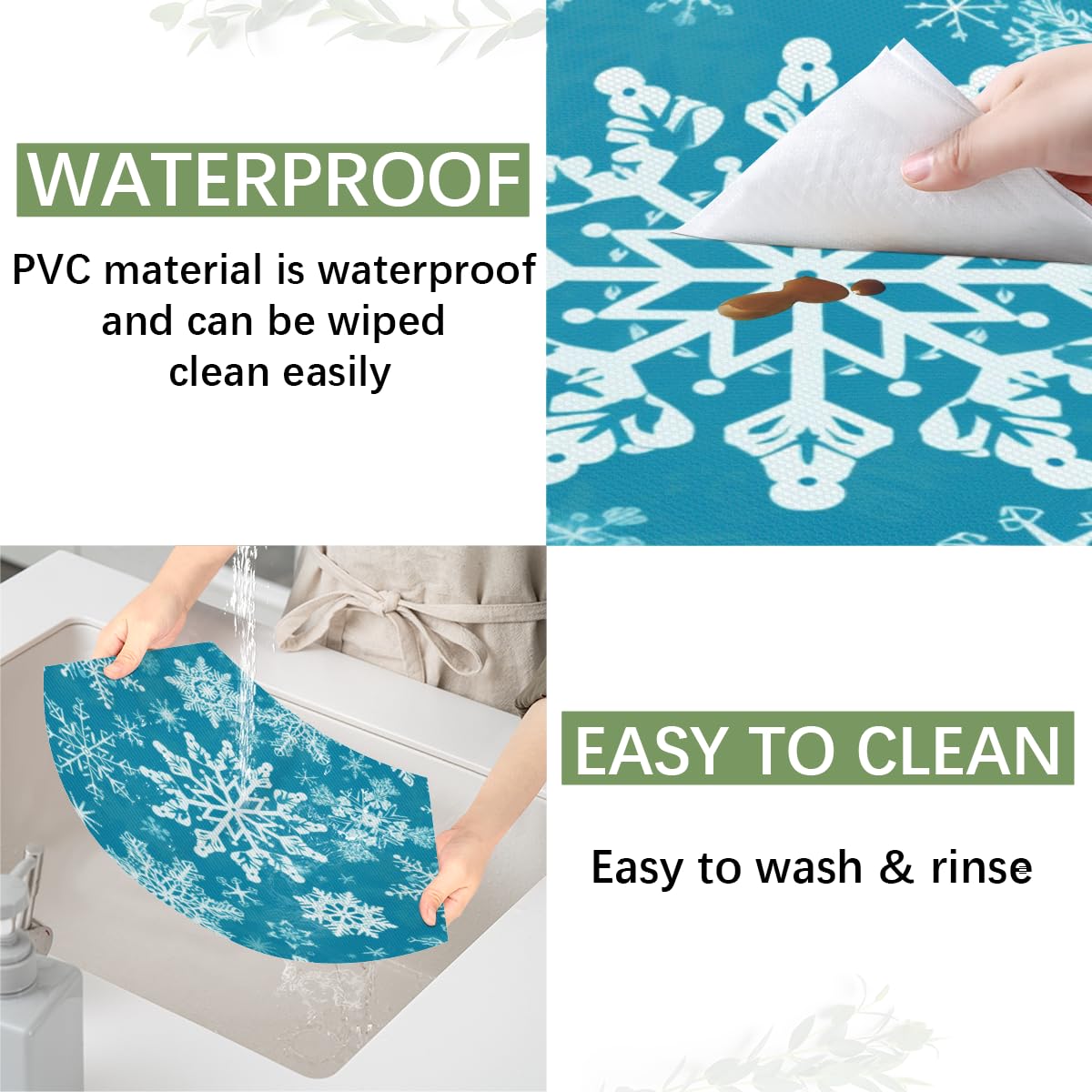 Christmas Placemats Set of 4 Winter Snowflake Wedge Placemat Round Christmas Placemats with Centerpiece Washable Heat Resistant Holiday Place Mat Table Mats for Dining Table Decor