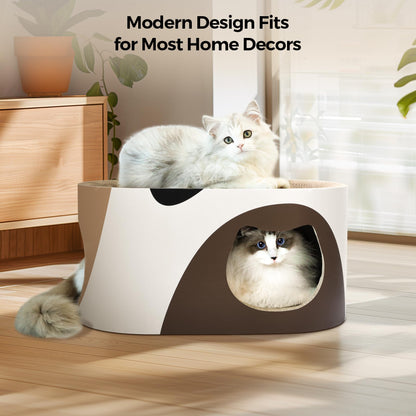 MSBC Big Cat Scratcher Lounge, Corrugated Cardboard Cat Scratcher House with Hole, Large Scratching Lounger Bed, Cat Scratching Pad for Indoor Cats as Furniture Protector, Rabbit Cardboard House