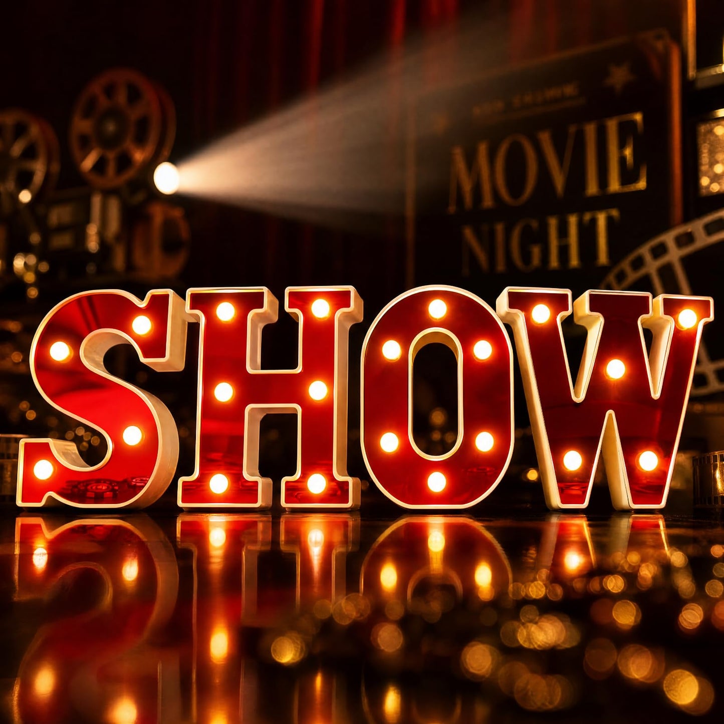 Aurelema Show 6.3" Light up Letters Sign Party Decorations Battery Powered Marquee Lighted Sign LED Alphabet Letter Lights for Night Party Tabletop Decor Supplies