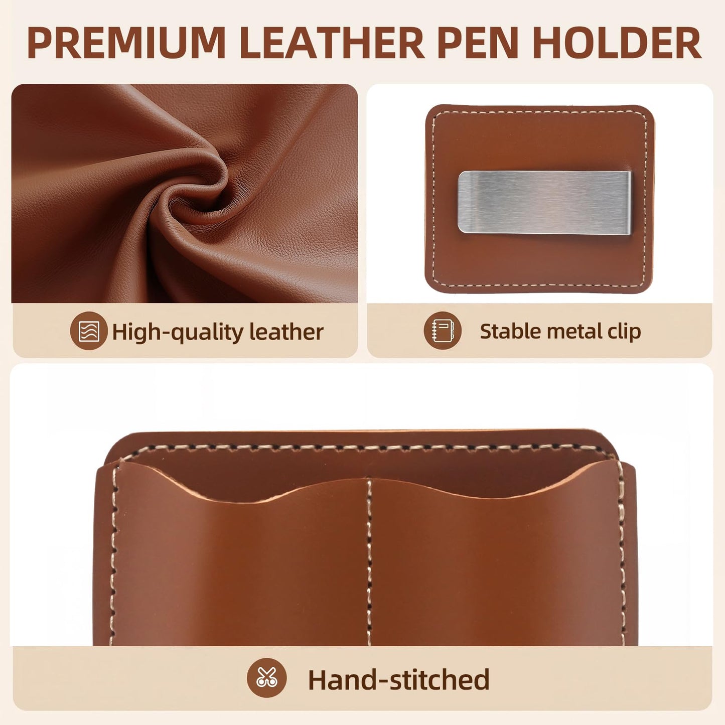 KEUYE Pen Holder Compatible with Moleskine-Brown,Handmade Leather Secure Pen Clip Compatible with Moleskine for Notebooks Journals Planners Bibles,1PC