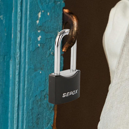 SEPOX® Twins 1-9/16" All-Weather Outdoor Padlocks Keyed Alike, Long Shackle, Solid Steel Lock, Heavy-Duty with Black Cover, Design for Gate Fence Cabinet Toolbox School Gym Locker with 2pcs Same Key